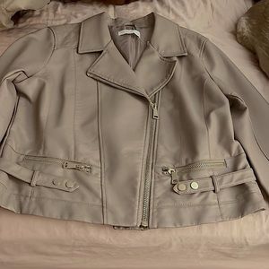 Faux leather jacket.